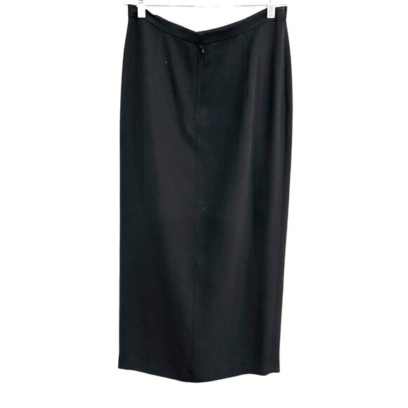 Vintage 90s Adrianna Papell Black Evening Long Skirt Front Slit Sz 14P - Picture 2 of 8